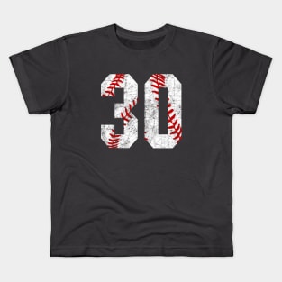 Vintage #30 Baseball Laces Baseball Mom Jersey Love Baseball Kids T-Shirt